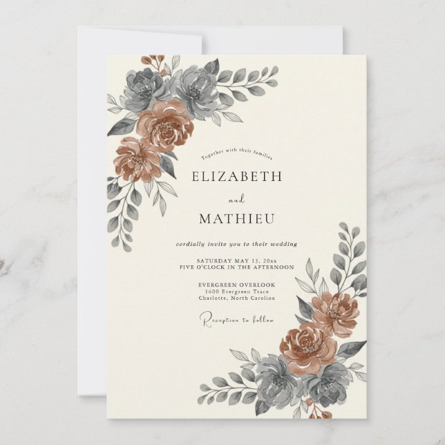 Invitación Boda de acero inoxidable follaje eucalipto (Anverso)
