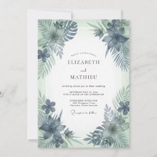 Invitación Boda de acero menta palma eucalipto
