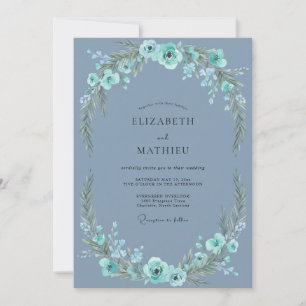 Invitación Boda de acero tinta aqua Vine