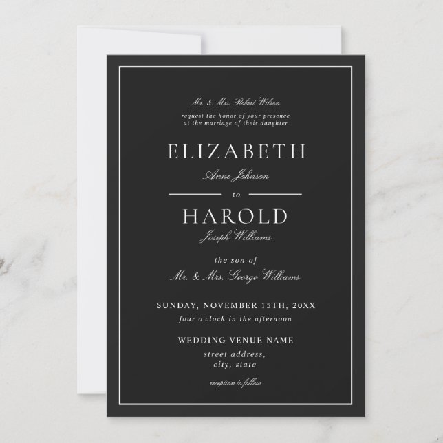 Invitación Boda de acrílico clásico de ciruela formal (Anverso)