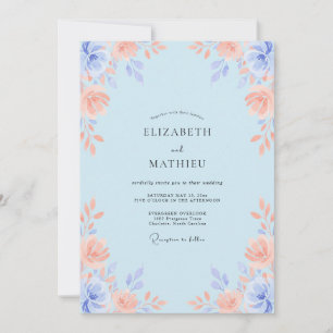 Invitación Boda de Acuarela Aguamarina Elegante