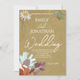Invitación Boda de acuarela amarilla rosa floral