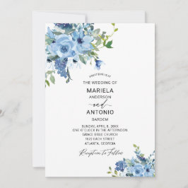 Invitación Boda de acuarela azul acuarela
