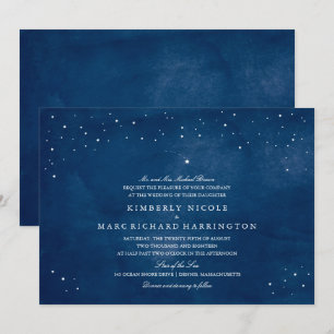 Invitación Boda de acuarela azul de Star Navy