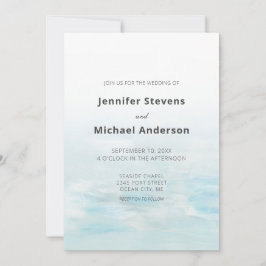 Invitación Boda de acuarela azul moderno