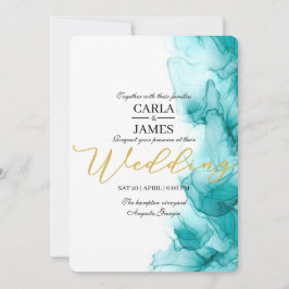 Invitación Boda de acuarela azul turquesa Airy moderno
