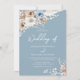 Invitación Boda de acuarela azul y azul turbio
