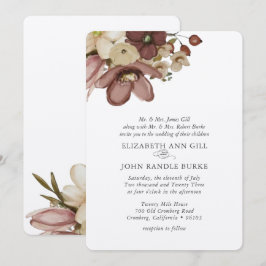 Invitación Boda de acuarela boho rosa y neutra