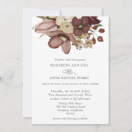 Invitación Boda de acuarela boho rosa y neutra