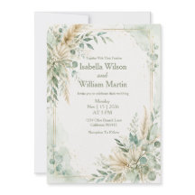 Boda de acuarela boho verde menta