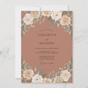 Invitación Boda de Acuarela Botánica de Cobre