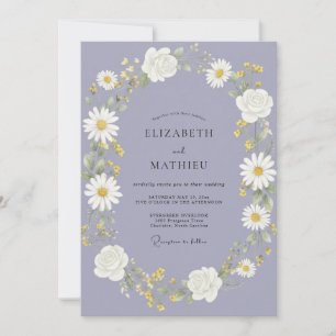 Invitación Boda de Acuarela Botánica de Margarita Periwinkle