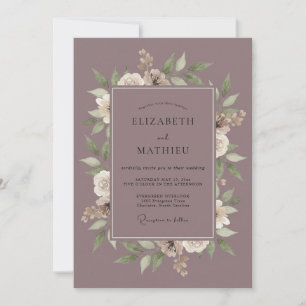 Invitación Boda de Acuarela Botánica de Mauve Silenciada