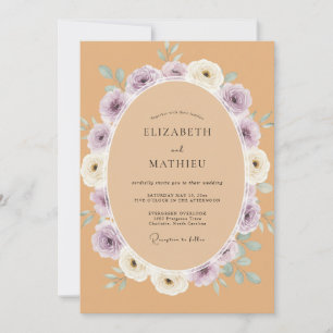 Invitación Boda de Acuarela Botánica de Melocotón Lila