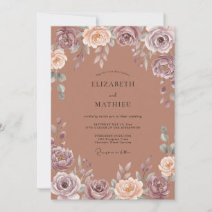 Invitación Boda de Acuarela Botánica de Palo de Rosa