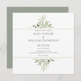 Invitación Boda de acuarela botánica de vegetación 