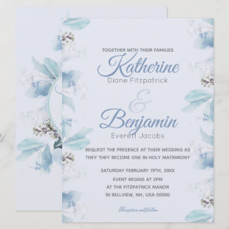 Invitación Boda de acuarela botánica Dusty Blue