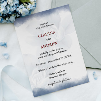 Invitación Boda de acuarela botánica Dusty Blue Floral