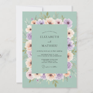 Invitación Boda de Acuarela Botánica Lavanda Espuma de Mar