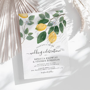 Invitación Boda de Acuarela Botánica Limón y Verdor