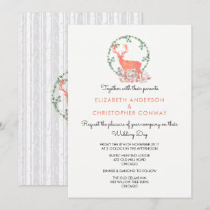 Invitación Boda de acuarela botánica rusa de renos