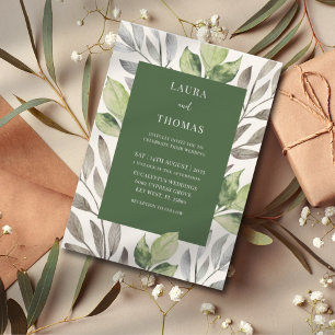 Invitación Boda de acuarela botánica verde moderno