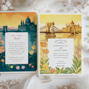 Invitación Boda de acuarela Budapest Hungría