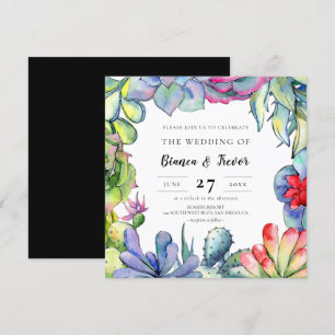 Invitación Boda de acuarela cacti y suculentas