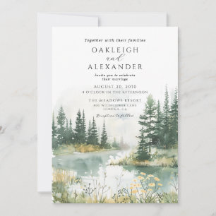 Invitación Boda de acuarela con flores silvestres junto al la