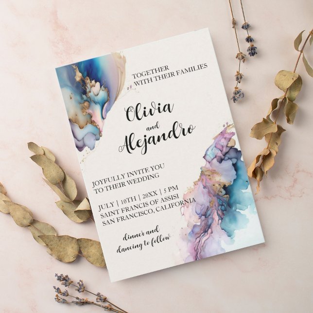 Invitación Boda de acuarela cósmica (Subido por el creador)