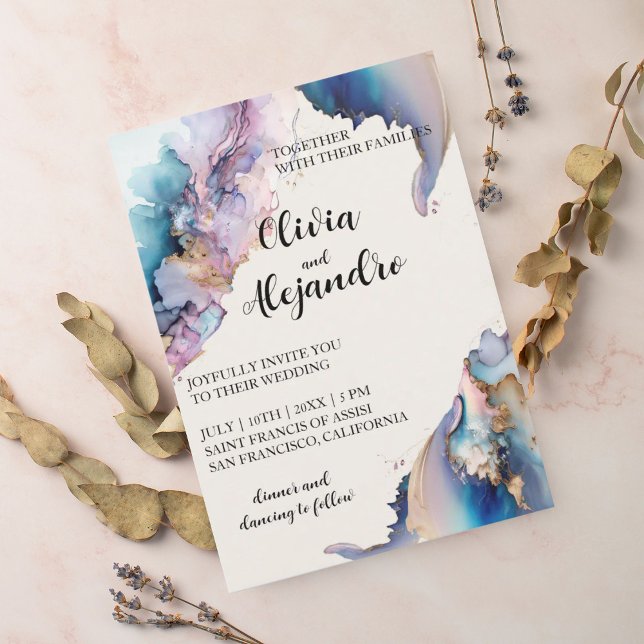 Invitación Boda de acuarela cósmica (Subido por el creador)