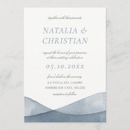 Invitación Boda de acuarela de agua azul sumergida