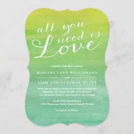 Invitación Boda de acuarela de amor puro / Esmeralda de cal