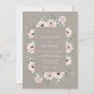 Invitación Boda de Acuarela de Anémona Tostada