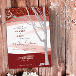 Invitación Boda de acuarela de árbol de invierno ruso de Borg