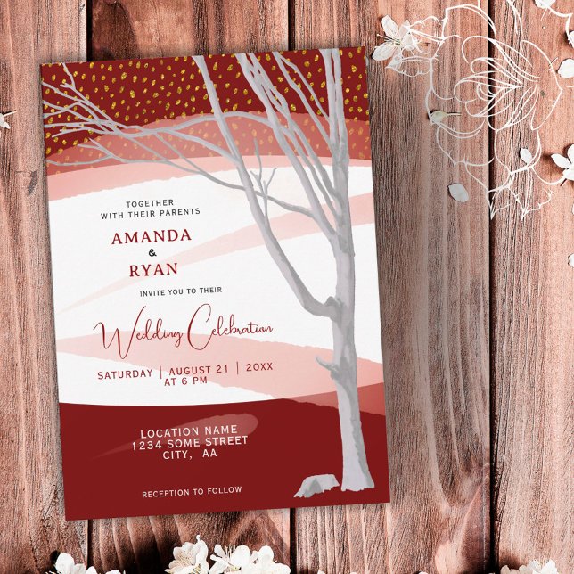 Invitación Boda de acuarela de árbol de invierno ruso de Borg (Subido por el creador)