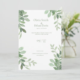 Invitación Boda de acuarela de árbol de oliva
