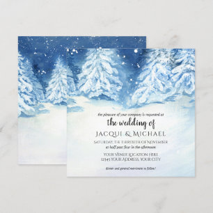Invitación Boda de acuarela de árbol forestal de nieve salvaj