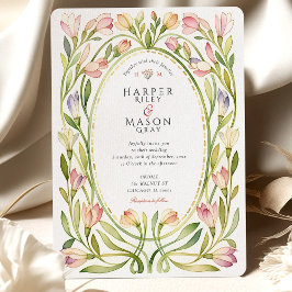 Invitación Boda de acuarela de Art Nouveau Magnolia romántico