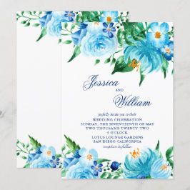 Invitación Boda de acuarela de Blue Shades Florals