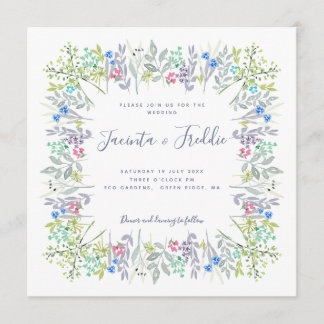 Invitación Boda de acuarela de boho rústico floral moderno