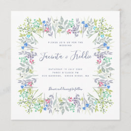 Invitación Boda de acuarela de boho rústico floral moderno