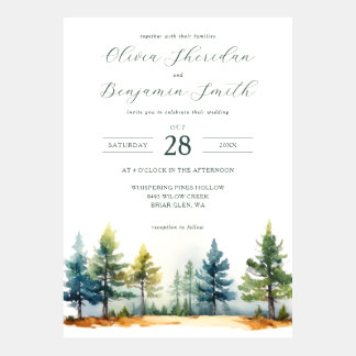Invitación Boda de acuarela de bosque ruso