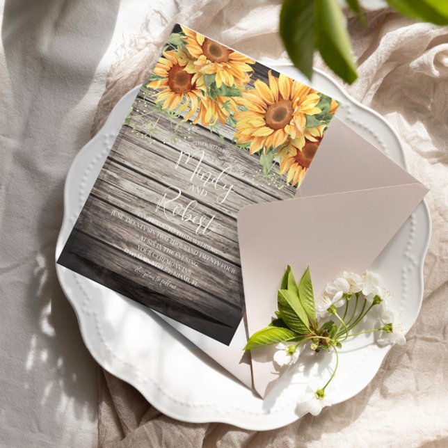 Invitación Boda de acuarela de buquet de girasol ruso (Subido por el creador)