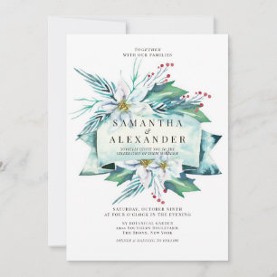 Invitación Boda de acuarela de buquet floral de invierno de p