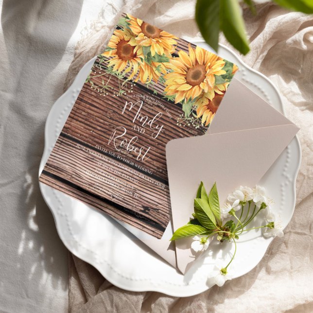 Invitación Boda de acuarela de buquet rústico B (Subido por el creador)