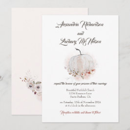 Invitación Boda de acuarela de caída rusa de calabaza