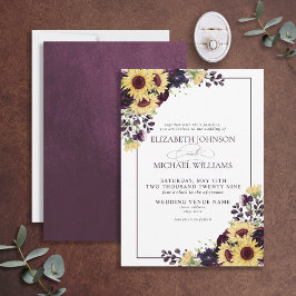 Invitación Boda de acuarela de ciruela púrpura formalmente