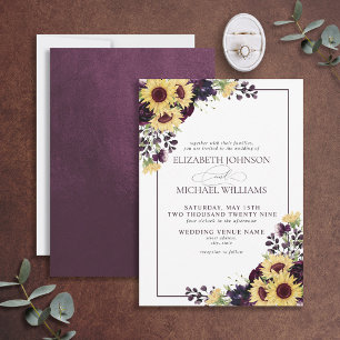 Invitación Boda de acuarela de ciruela púrpura formalmente
