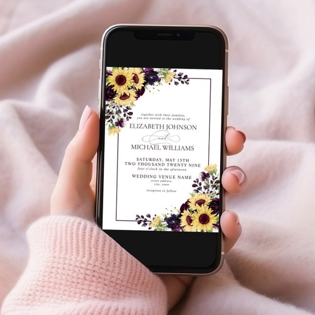 Invitación Boda de acuarela de ciruela púrpura formalmente (Subido por el creador)